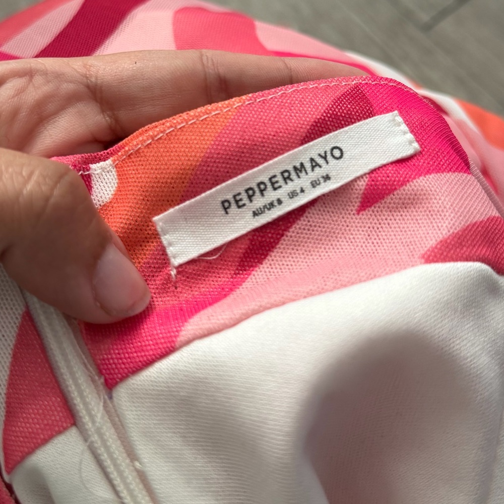 Peppermayo pink and orange abstract strapless dress - Picture 2 of 2